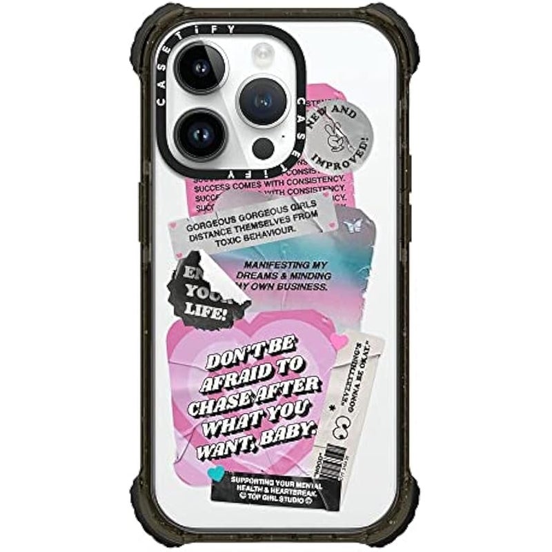 Casetify Ultra Impact iPhone 14 Pro Case 【5X Military Grade Drop Tested / 11.5ft Drop Protection】 - Stickers by Top Girl Studio - Glossy Black - Image 2