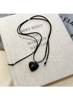 Generic Vintage Diamond Studded Tassel Necklace 42#Sweater chain-black-love 