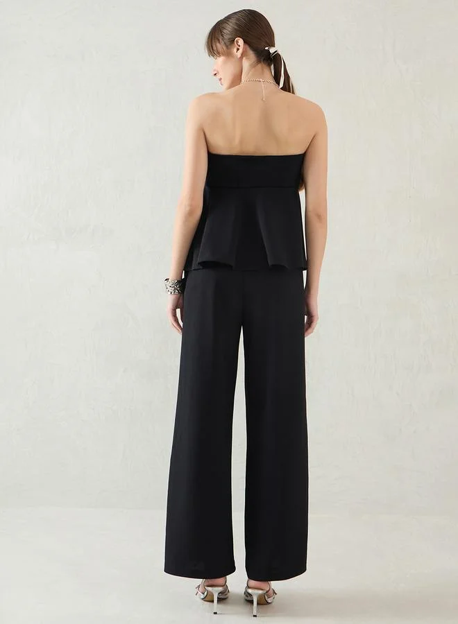 Femmella Women Bandeau Peplum Top and Trousers Co-Ords