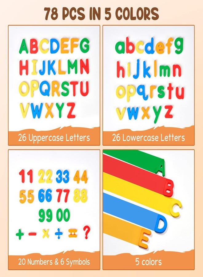 JoyCat 78 Pieces Magnetic Letters Numbers Alphabet Fridge Magnets ABC 123 Preschool Educational Learning Plastic Colorful Toy Set Uppercase Lowercase Math Symbols for Toddlers Kids - Image 2