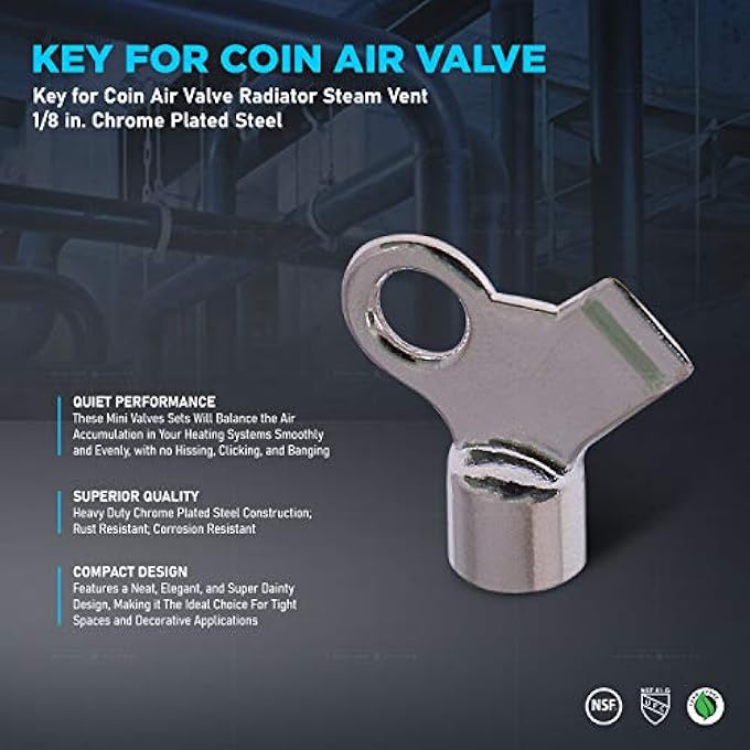 6I623 KEY FOR COIN AIR VALVE RADIATOR STEAM VENT; 1/8 IN. CHROME PLATED STEEL - Image 3