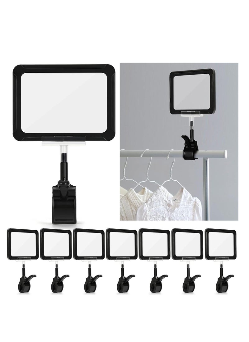 SYOSI Label Clips 7 Pieces Clip on Sign Holder Plastic Rotatable Pop Label Clips Merchandise Sign Display Clip Sign Holding Clamp with Card Protector for Note Card Price Tag Store Supermarket Office  - Image 1