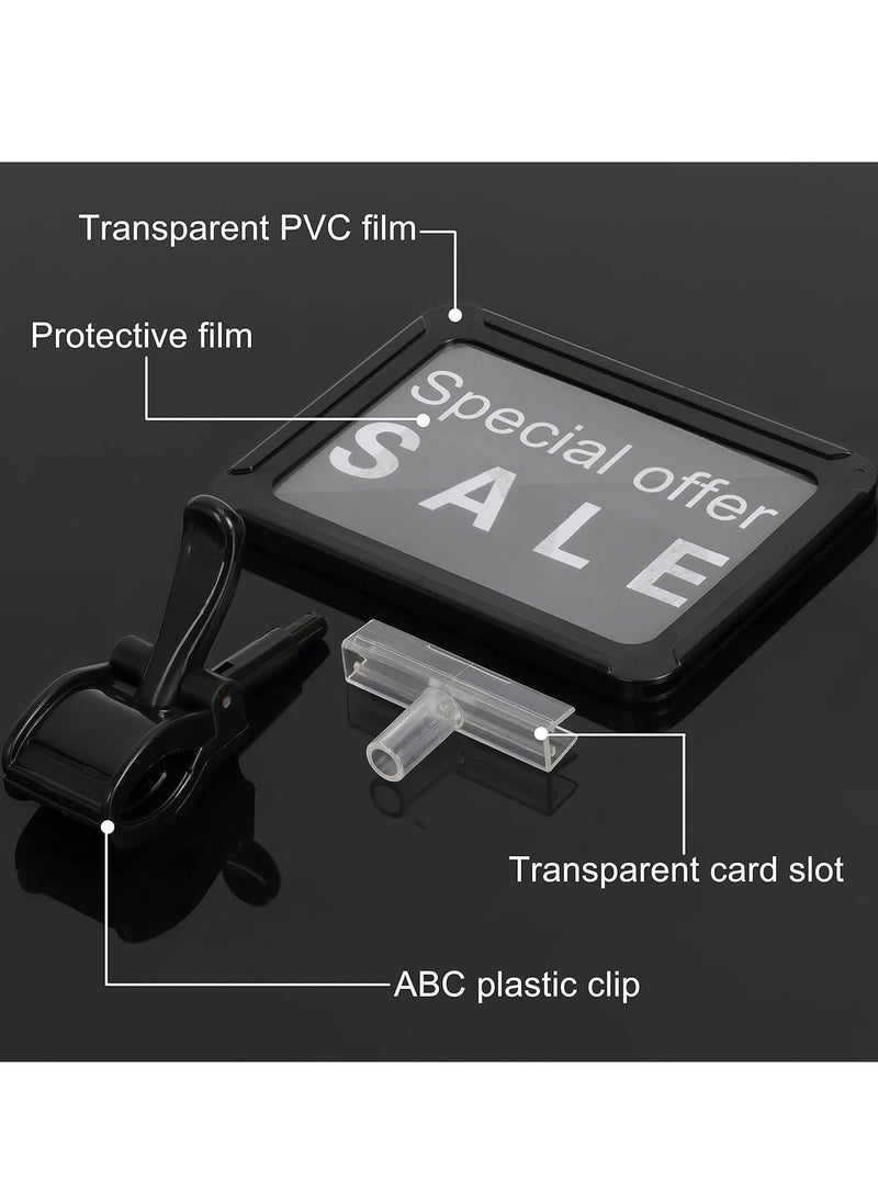SYOSI Label Clips 7 Pieces Clip on Sign Holder Plastic Rotatable Pop Label Clips Merchandise Sign Display Clip Sign Holding Clamp with Card Protector for Note Card Price Tag Store Supermarket Office  - Image 3