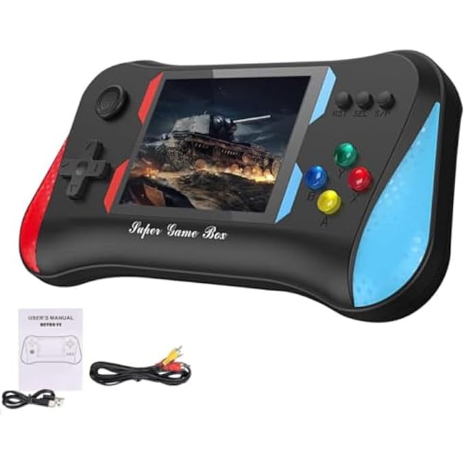 وحدة تحكم كلاسيكية ريترو محمولة مع جهاز تحكم - شاشة فيديو 3.5 بوصة عالية الدقة للأطفال | للفئة العمرية 8-10 | هدايا عودة لحفلة عيد الميلاد | لعبة فيديو للتلفاز | قابلة للشحن عبر USB بألوان متعددة - Image 1