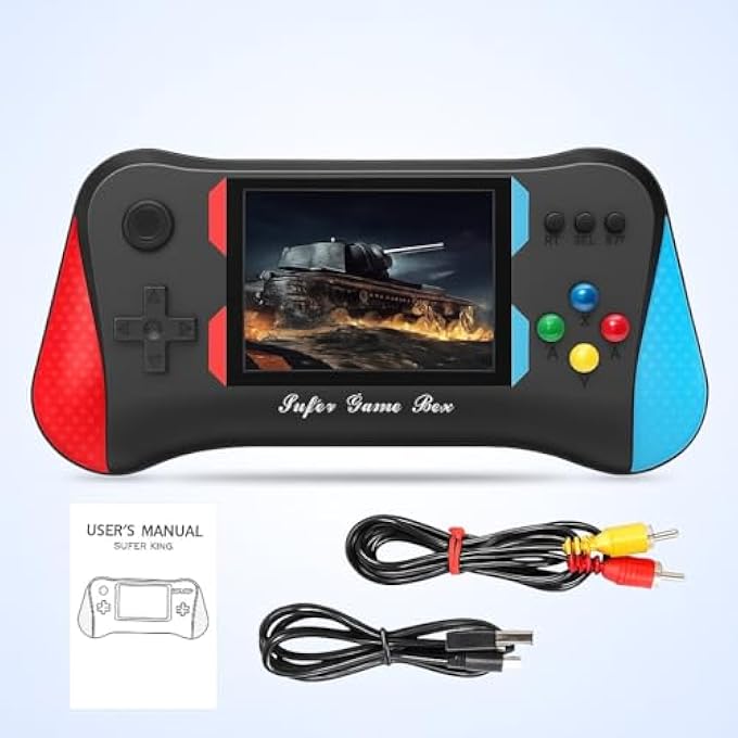 وحدة تحكم كلاسيكية ريترو محمولة مع جهاز تحكم - شاشة فيديو 3.5 بوصة عالية الدقة للأطفال | للفئة العمرية 8-10 | هدايا عودة لحفلة عيد الميلاد | لعبة فيديو للتلفاز | قابلة للشحن عبر USB بألوان متعددة - Image 3
