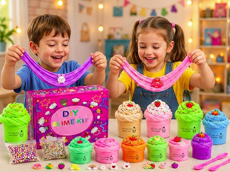 SHAHNARO 18 Packs Slime Kit for Kids – Fluffy, Cloud & Butter Slime with Charms – Slime for Girls & Boys Age 3 4 5 6 7 – Birthday Gift Kid, Toys, Party Favors, Fluffy Slime Kit Girl Boy - Image 2