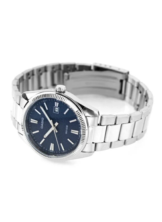 كاسيو ساعة كاسيو MTP-1302DA-2A1VDF رجالية بعقارب، بسوار من الفولاذ المقاوم للصدأ باللون الفضي، وقرص أزرق - Image 2