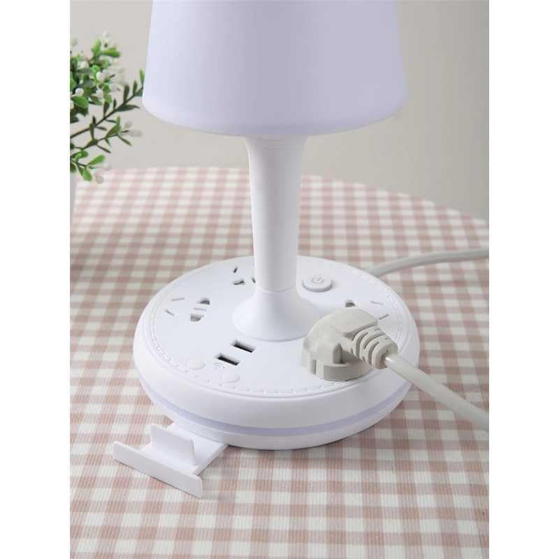 NIYANTA MultiFunctional Table Lamp with 2 USB Charging Ports Bedside Lamp with 4 AC Power Sockets Soft Warm Light for Office and Bedroom Creative Desktop USB Socket Eye Protection Desk Lamp - Image 5