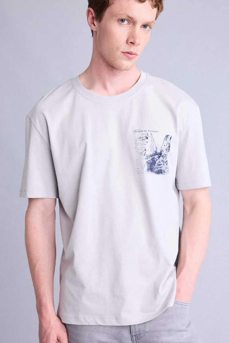 DeFacto 100% Cotton Regular Fit Printed Short Sleeve T-shirt
