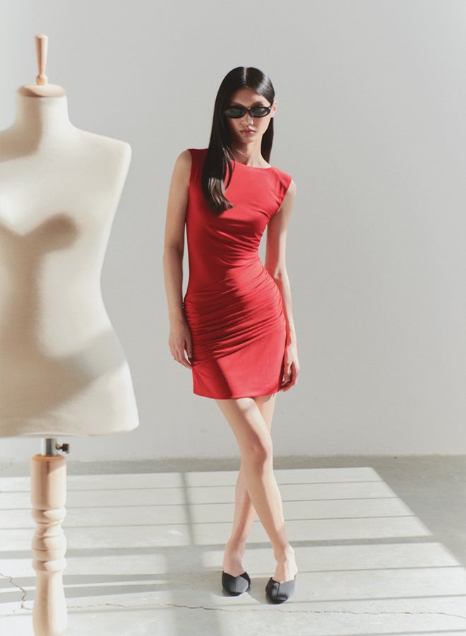 trendyol Limited Edition Backless Midi Bodycon Stretch Knit Dress  - Image 2