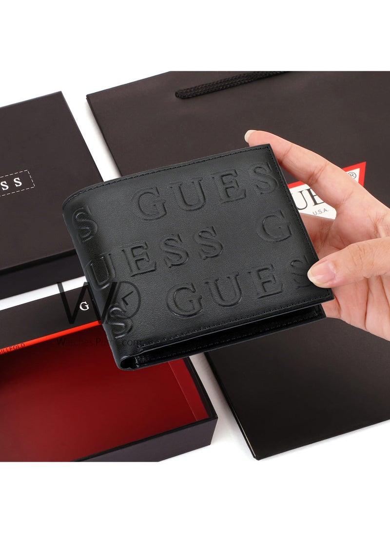 جس محفظة رجالية جلد طبيعي جيس (Guess) - أسود - Image 2