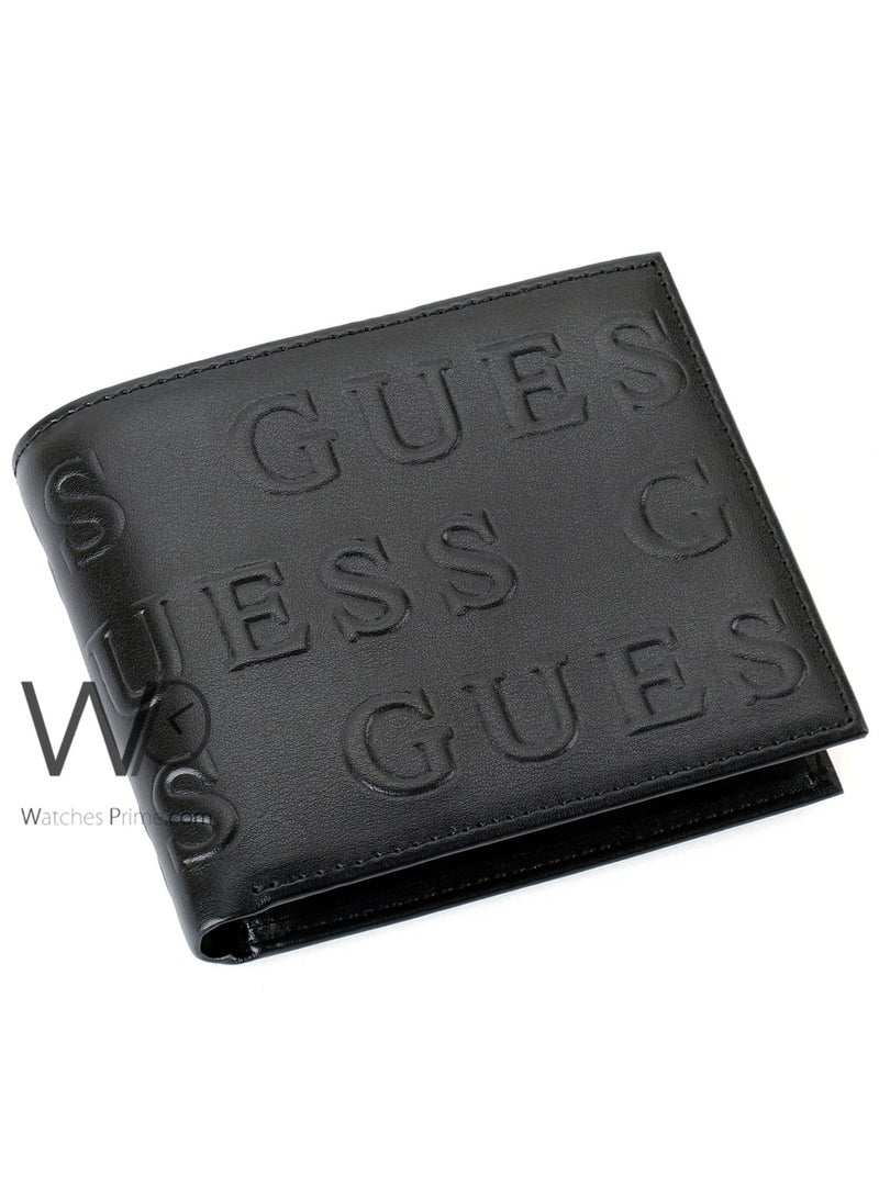 جس محفظة رجالية جلد طبيعي جيس (Guess) - أسود - Image 1