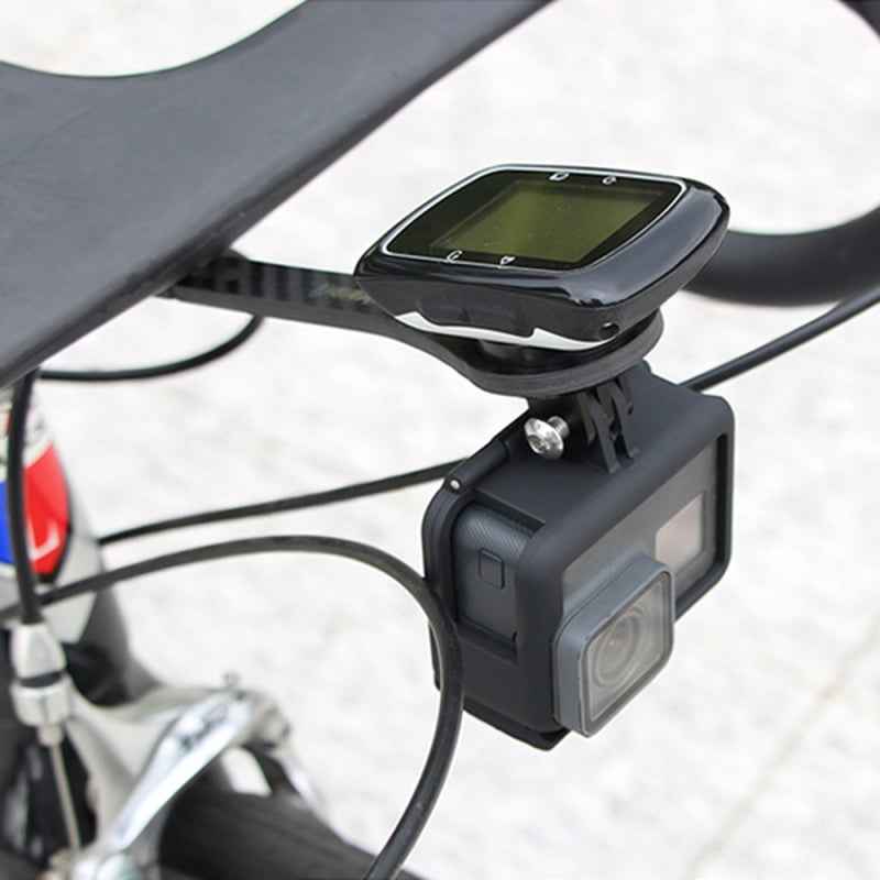 GUB Bike Computer Holder: Carbon Fiber Lightweight Durable Out-Front Design Bike Computer Mount - Camera Adapter Included Easy To Install Bike Speedometer Holder for Road Bikes - Image 2