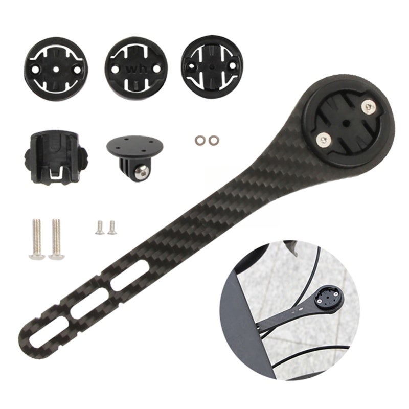 GUB Bike Computer Holder: Carbon Fiber Lightweight Durable Out-Front Design Bike Computer Mount - Camera Adapter Included Easy To Install Bike Speedometer Holder for Road Bikes - Image 1
