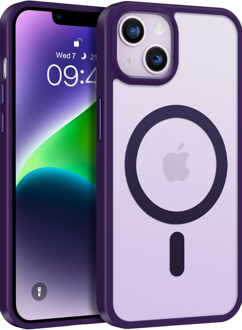 ten.tech Transparent magnetic protection case compatible with MagSafe for iPhone 13 English mobile phone, anti-shocks and scratches (Purple) Silicone back cover by Ten Tech - Image 1