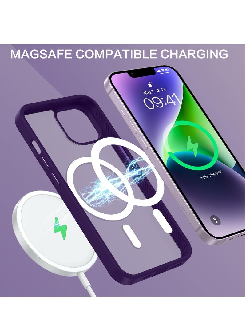 ten.tech Transparent magnetic protection case compatible with MagSafe for iPhone 13 English mobile phone, anti-shocks and scratches (Purple) Silicone back cover by Ten Tech - Image 2