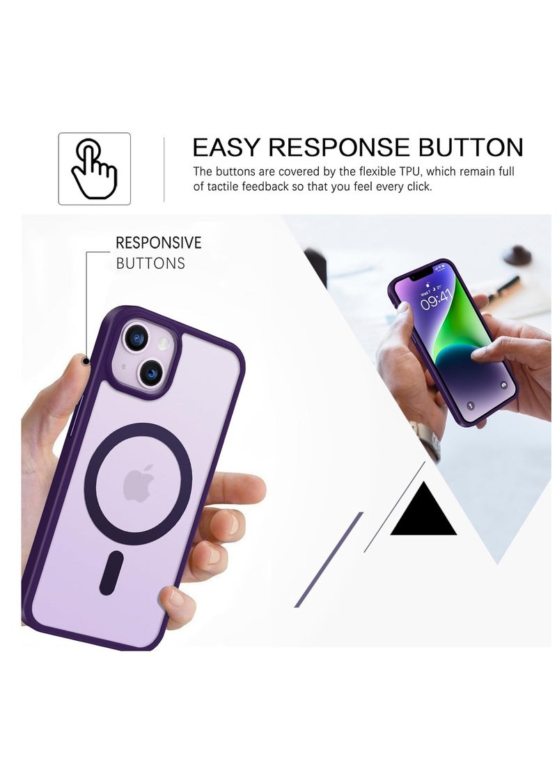 ten.tech Transparent magnetic protection case compatible with MagSafe for iPhone 13 English mobile phone, anti-shocks and scratches (Purple) Silicone back cover by Ten Tech - Image 4