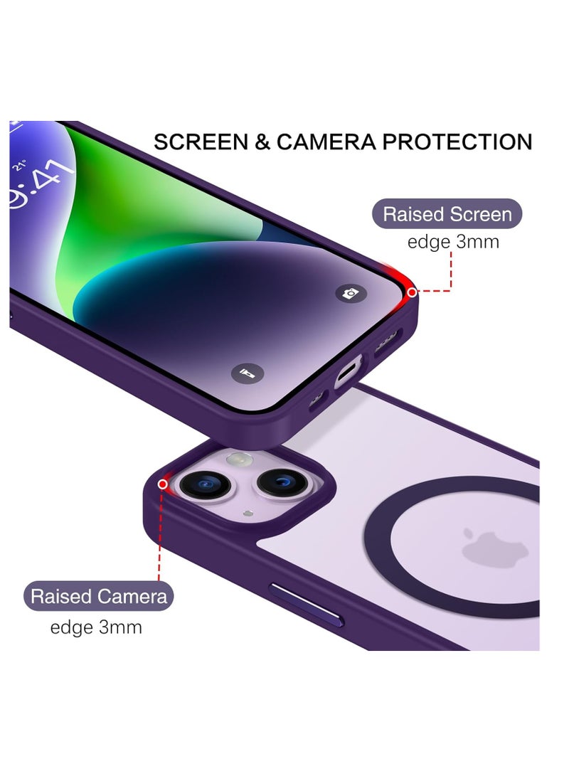 ten.tech Transparent magnetic protection case compatible with MagSafe for iPhone 13 English mobile phone, anti-shocks and scratches (Purple) Silicone back cover by Ten Tech - Image 5