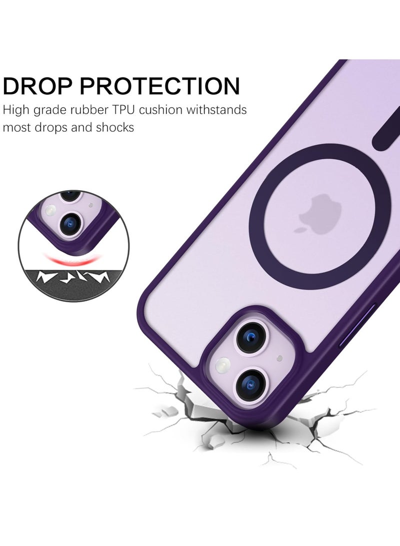 ten.tech Transparent magnetic protection case compatible with MagSafe for iPhone 13 English mobile phone, anti-shocks and scratches (Purple) Silicone back cover by Ten Tech - Image 3