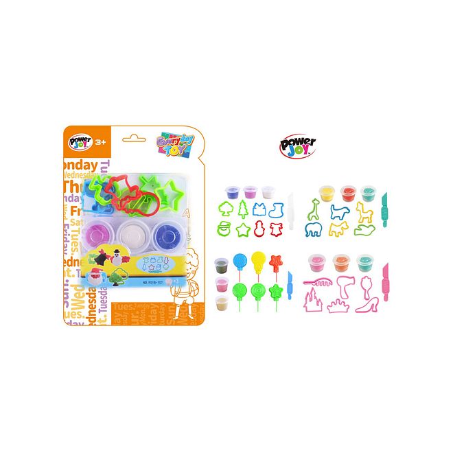 Power Joy Play-Doh Set for Kids - Non-Toxic, Boosts Imagination & Creativity, 3 Years, Includes 3 Doh Cans & 8 Molds (Assorted) - Image 5