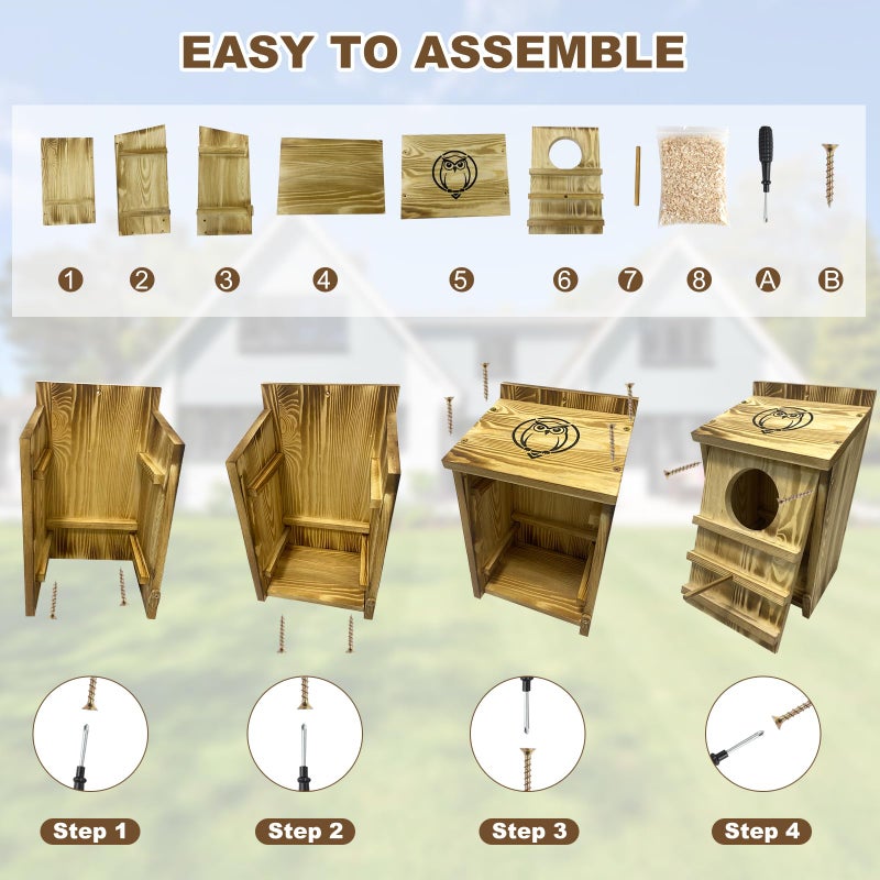 BFAZKXY Owl Houses for Outdoors, Barn & Screech & Barred Owl Nesting Boxes for Outside, Bird Houses for Outside 14.5Ã—9Ã—7.5 Inches - Image 4