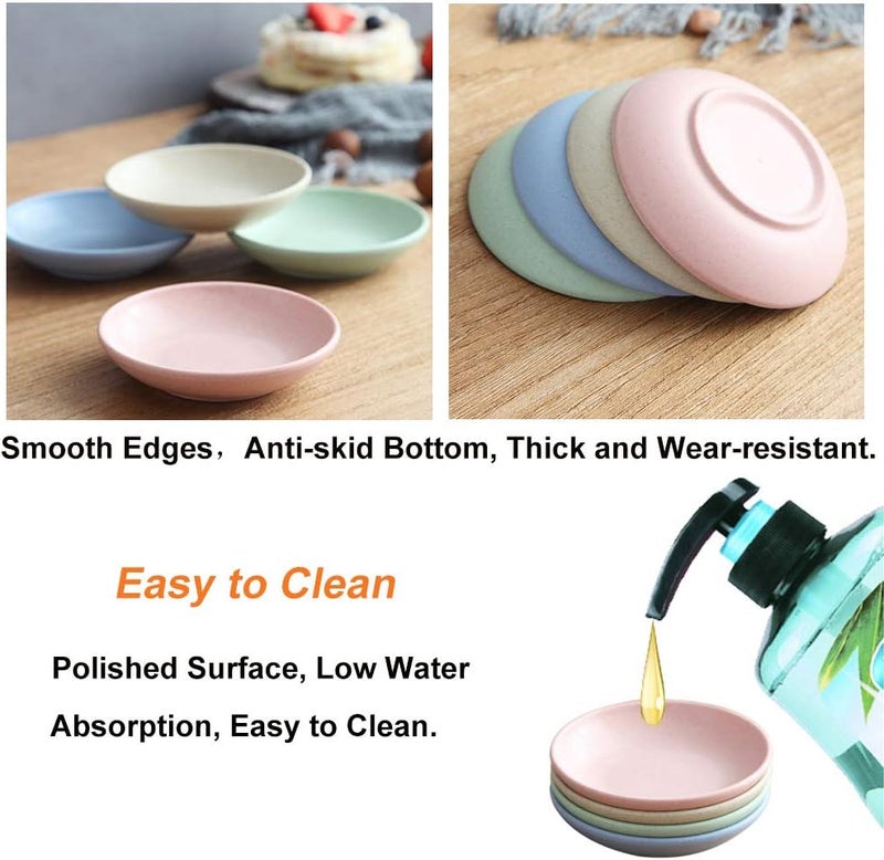 USonline911 Wheat Straw Shallow Bottom Ketchup Sauce Dish Dipping Bowls Seasoning DishesMustard Dish for Soy Vinegar Ketchup BBQ Sauce Pack of 8 Blue - Image 5