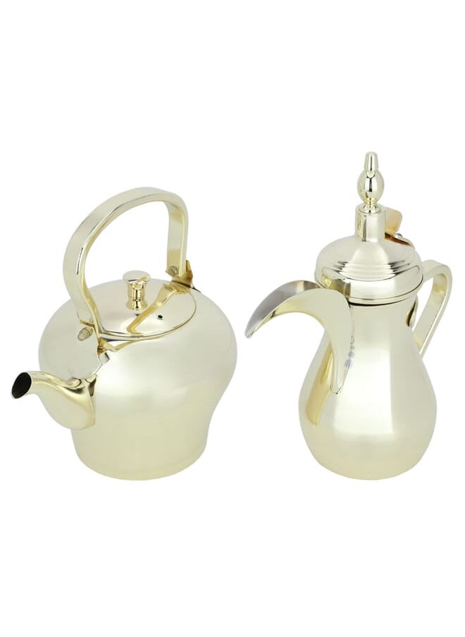 Alsaif Gallery Set of stainless steel dallah and jug, 2 pieces  - Image 2