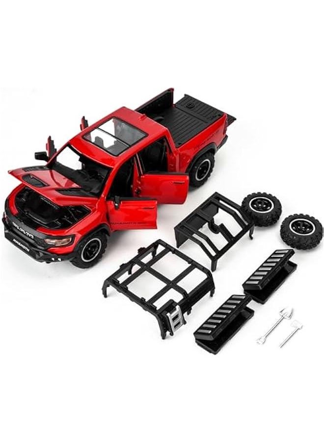 Generic - Dodge Ram Mammoth Pick-Up Truck Model Car, Zinc Alloy Pull Back Toy car with Sound and Light for Kids Boy Girl Gift(Red) - Image 1