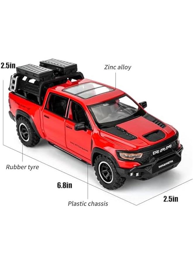 Generic - Dodge Ram Mammoth Pick-Up Truck Model Car, Zinc Alloy Pull Back Toy car with Sound and Light for Kids Boy Girl Gift(Red) - Image 1