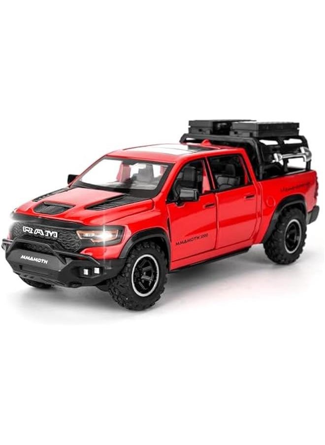 Generic - Dodge Ram Mammoth Pick-Up Truck Model Car, Zinc Alloy Pull Back Toy car with Sound and Light for Kids Boy Girl Gift(Red) - Image 1