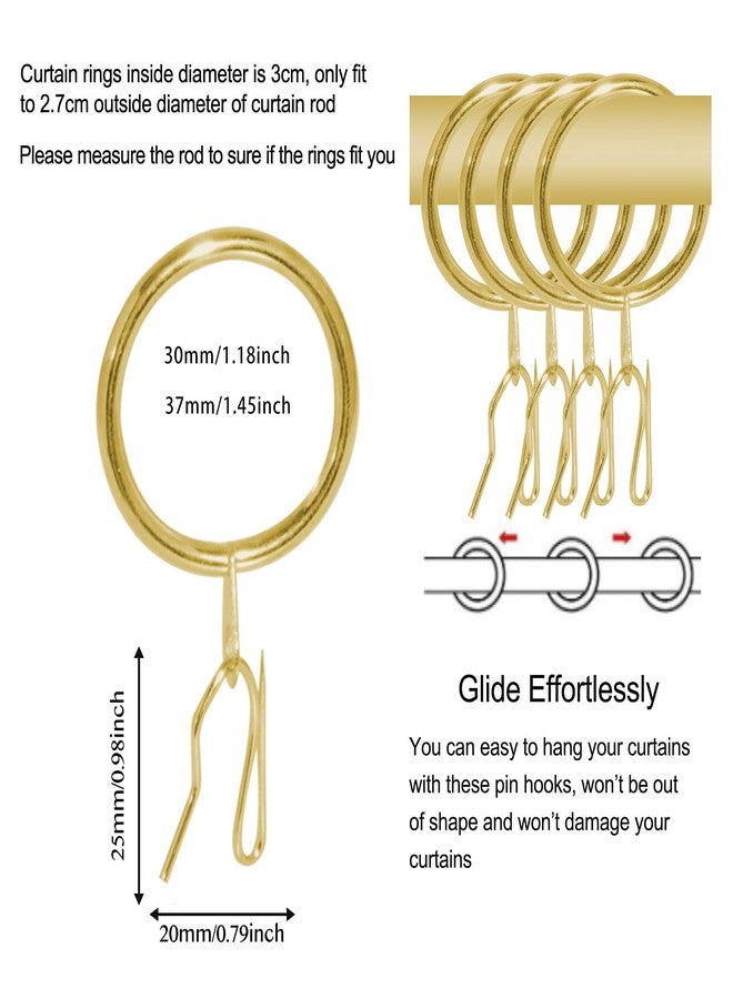 Wision 30 Pcs Metal Curtain Rings & Hooks, 30mm Internal Diameter, Decorative Curtain Hanging Rings for Rods (Gold) - Image 3