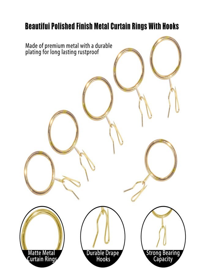 Wision 30 Pcs Metal Curtain Rings & Hooks, 30mm Internal Diameter, Decorative Curtain Hanging Rings for Rods (Gold) - Image 2