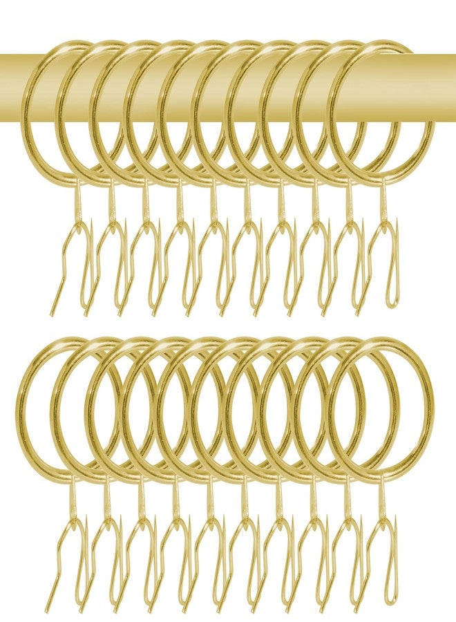 Wision 30 Pcs Metal Curtain Rings & Hooks, 30mm Internal Diameter, Decorative Curtain Hanging Rings for Rods (Gold) - Image 1