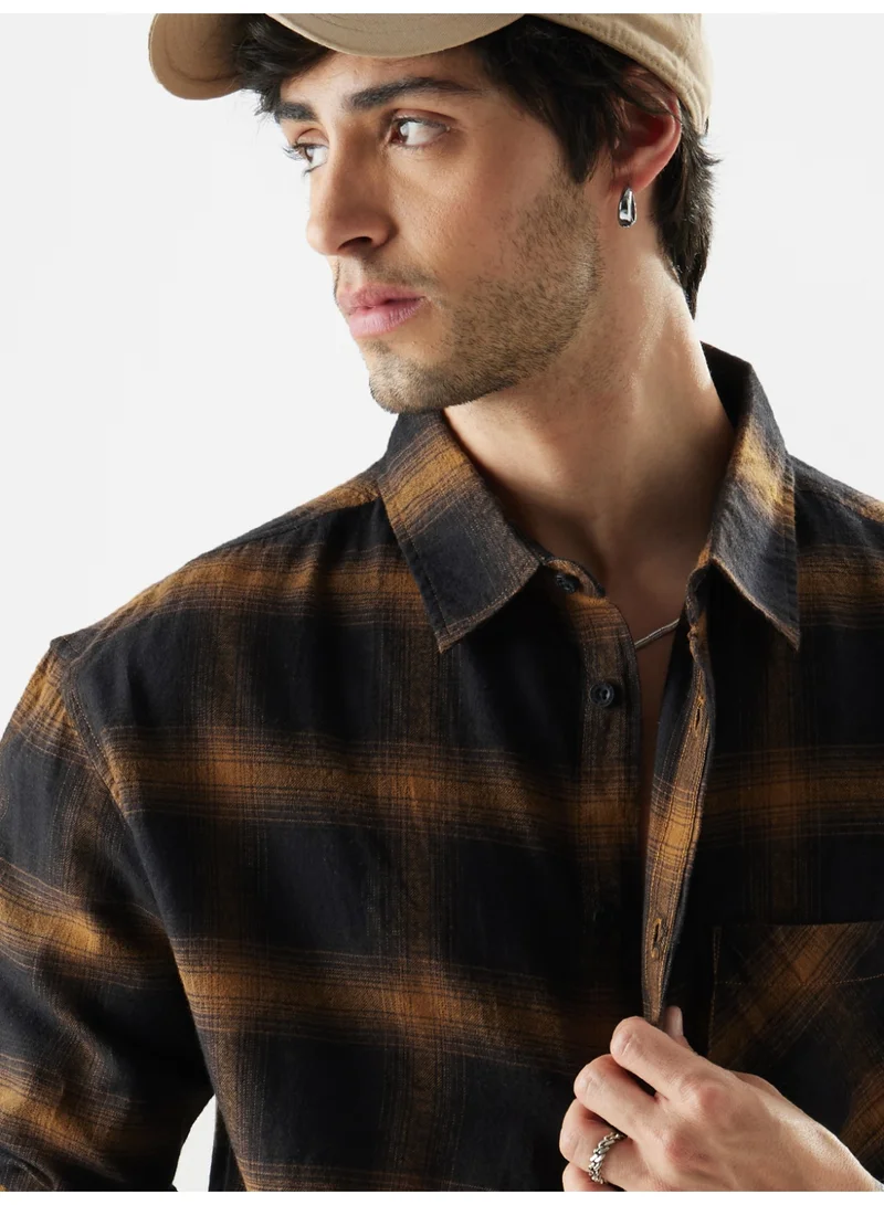 The Souled Store  The Souled Store Men Dark Topaz Checks And Stripes Multicolour Relaxed Shirts for Men | Best Price UAE