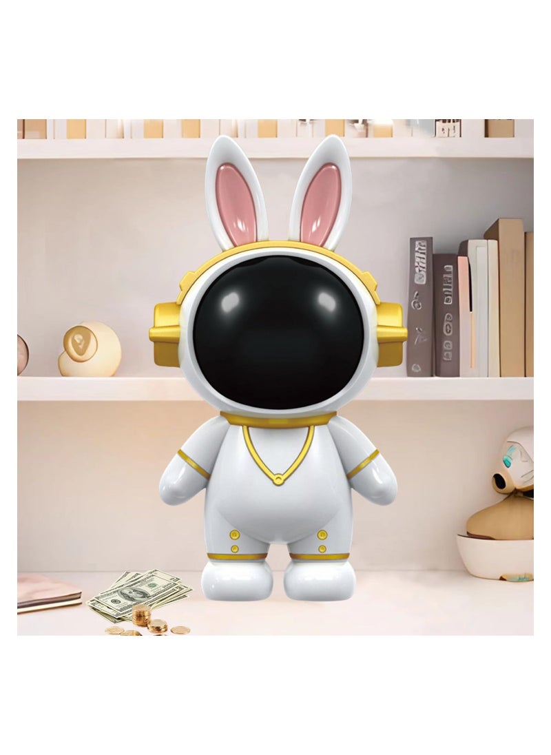 SYOSI Bunny Money Bank Astronaut for Adults Kids Large Size Unbreakable Boys Toys Coins Savings Box Perfect Birthday Children's Day Festiva Gifts and Girls White  - Image 1