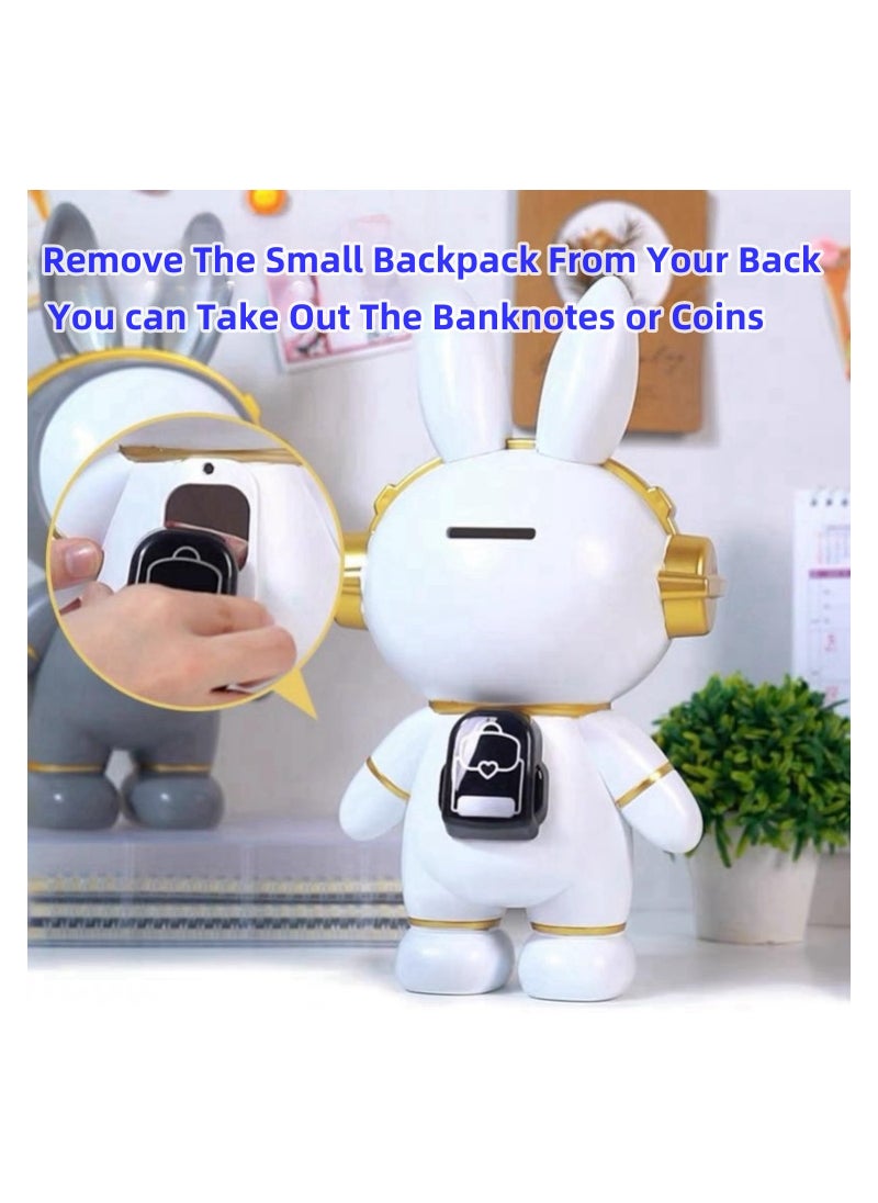 SYOSI Bunny Money Bank Astronaut for Adults Kids Large Size Unbreakable Boys Toys Coins Savings Box Perfect Birthday Children's Day Festiva Gifts and Girls White  - Image 5