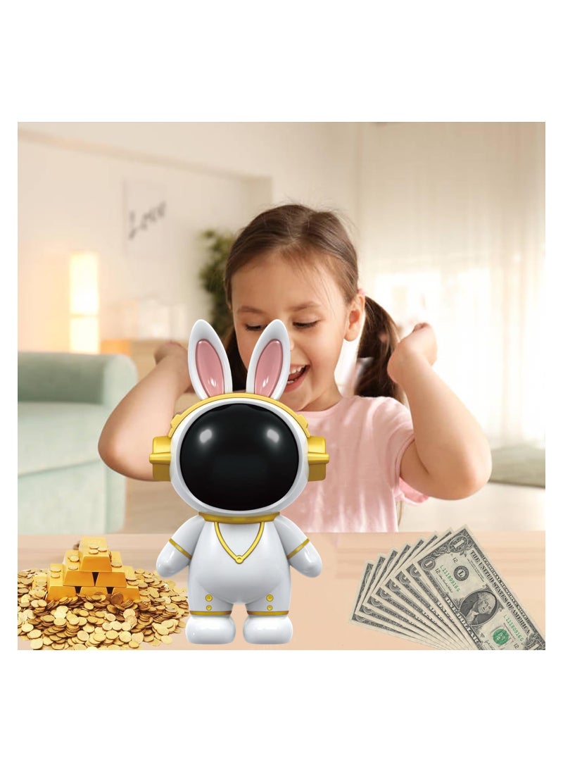 SYOSI Bunny Money Bank Astronaut for Adults Kids Large Size Unbreakable Boys Toys Coins Savings Box Perfect Birthday Children's Day Festiva Gifts and Girls White  - Image 2