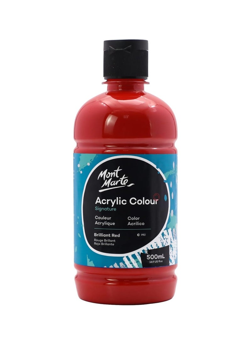 Mont Marte Signature Acrylic Colour 500ml Content Brilliant Red  - Image 1