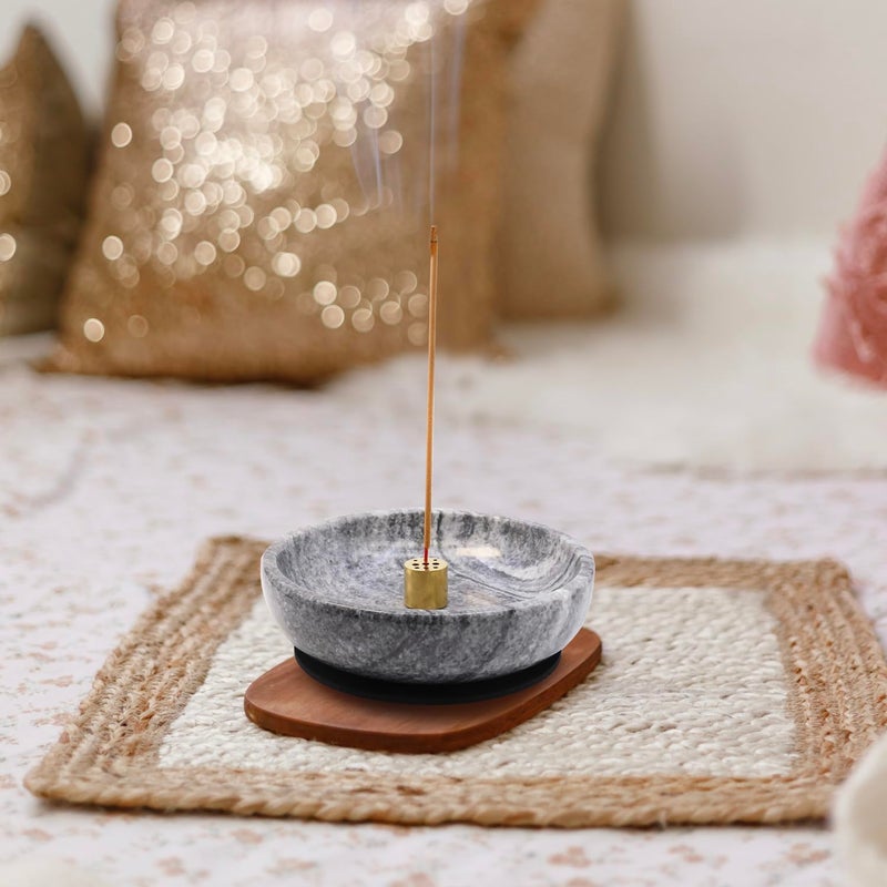 vrupin Natural Marble Incense Burner, Stick and Reflux Incense Holder, Handmade Stick Incense Burner, Ideal for Incense Smoking, Incense Burning and Decoration (Extra Large 5.91inGrey) - Image 2