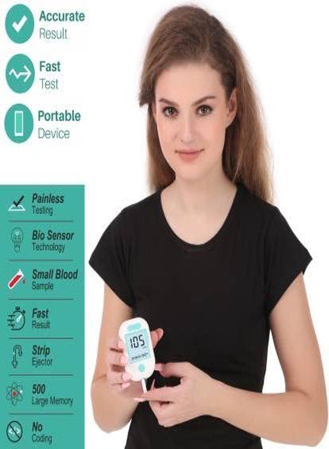 كونترول_دي جهاز مراقبة سكر الدم الرقمي المتقدم من Control D مع 5 شرائط قياس السكر (أبيض، أخضر) - Image 5