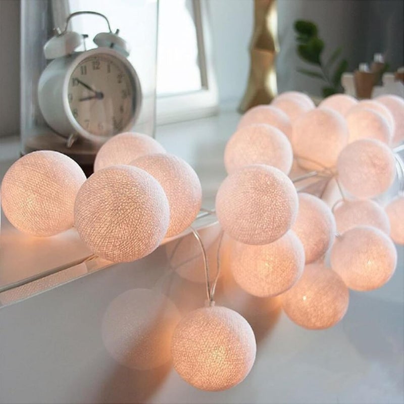 Anordsem أنوردم 2 حزمة أضواء كرات القطن، 10 لمبات LED بيضاء دافئة أضواء سلسلة فوانيس، 6.89 قدم أضواء خرافية تعمل بالبطارية، أضواء سلسلة زخرفية لغرفة النوم، عيد الفصح، عيد الميلاد، حفلة، زفاف - Image 3