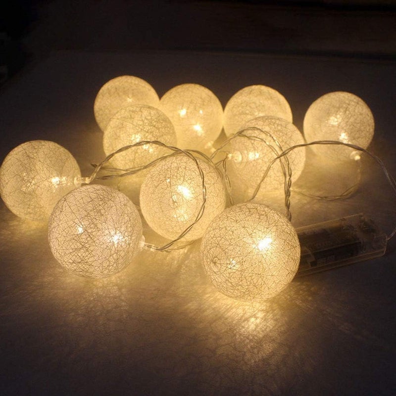 Anordsem أنوردم 2 حزمة أضواء كرات القطن، 10 لمبات LED بيضاء دافئة أضواء سلسلة فوانيس، 6.89 قدم أضواء خرافية تعمل بالبطارية، أضواء سلسلة زخرفية لغرفة النوم، عيد الفصح، عيد الميلاد، حفلة، زفاف - Image 5