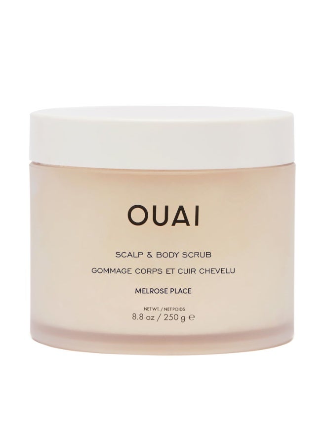 Ouai مقشر فروة الرأس والجسم من OUAI - مقشر السكر الرغوي بزيت جوز الهند ومقشر لطيف لفروة الرأس ينظف ويزيل التراكمات ويرطب البشرة الجافة - العناية بالجسم الخالية من البارابين والفثالات والكبريتات (8.8 أونصة) - Image 1