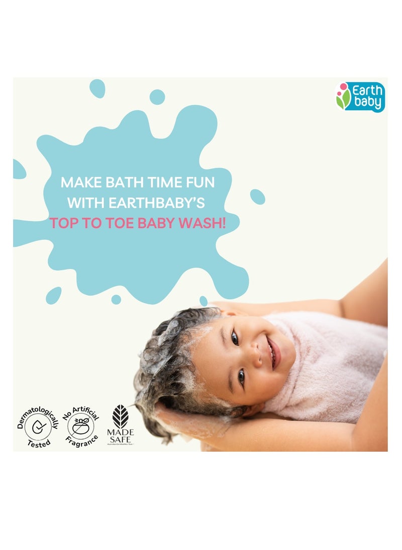 Earthbaby - Top To Toe Baby Wash For Hair And Body With Natural Origin, Tear Free, Sulphates & Fragrance Free Enriched With Coconut, Licorice, Aloe Vera 275ml - Image 1