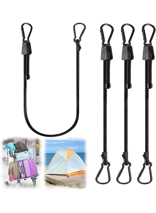 The Bros The Bros Bungee Cord with Aluminum Alloy Hook Superior Rubber Clips On Both Ends Heavy Duty Outdoor Heavy Duty Straps Strong Elastic Rope for Outdoor Tent Luggage Rack Camping Cargo Bike Storage 4 Pack - Image 1