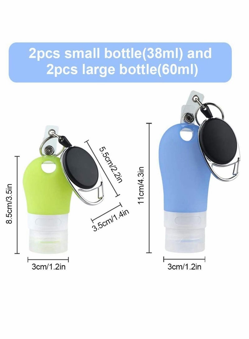 Y&D 4pcs Silicone Travel Bottle Keychain Set Refillable Portable Container for Outdoor Sports Liquid Hand Soap Toiletries Leak Proof design: The spiral bottle mouth and anti overfl - Image 5