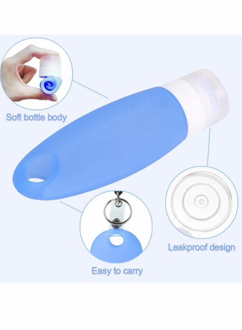 Y&D 4pcs Silicone Travel Bottle Keychain Set Refillable Portable Container for Outdoor Sports Liquid Hand Soap Toiletries Leak Proof design: The spiral bottle mouth and anti overfl - Image 2
