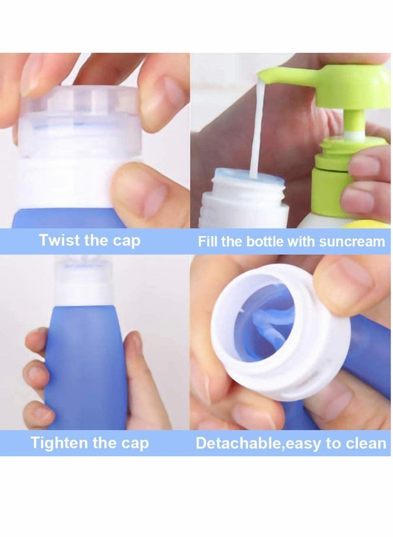Y&D 4pcs Silicone Travel Bottle Keychain Set Refillable Portable Container for Outdoor Sports Liquid Hand Soap Toiletries Leak Proof design: The spiral bottle mouth and anti overfl - Image 3