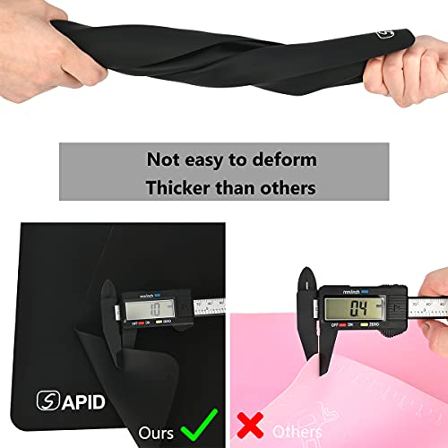 Sapid 2Pcs Thick Silicone Mat for Crafts, Nonstick Silicon Sheet for Epoxy Resin, Jewelry Mold Casting, Art Painting Mats, Food Grade Pastry Mat, Heat- Resistance Placemats (20"×27.9", Black) - Image 3