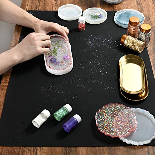 Sapid 2Pcs Thick Silicone Mat for Crafts, Nonstick Silicon Sheet for Epoxy Resin, Jewelry Mold Casting, Art Painting Mats, Food Grade Pastry Mat, Heat- Resistance Placemats (20"×27.9", Black) - Image 5